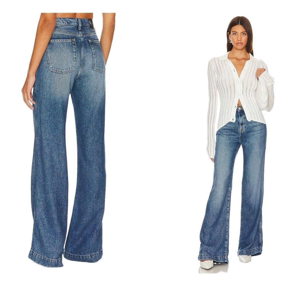 7 For All Mankind Jeans 28 High Waisted Relaxed Wide Leg Boho 70s Hippie Blue
